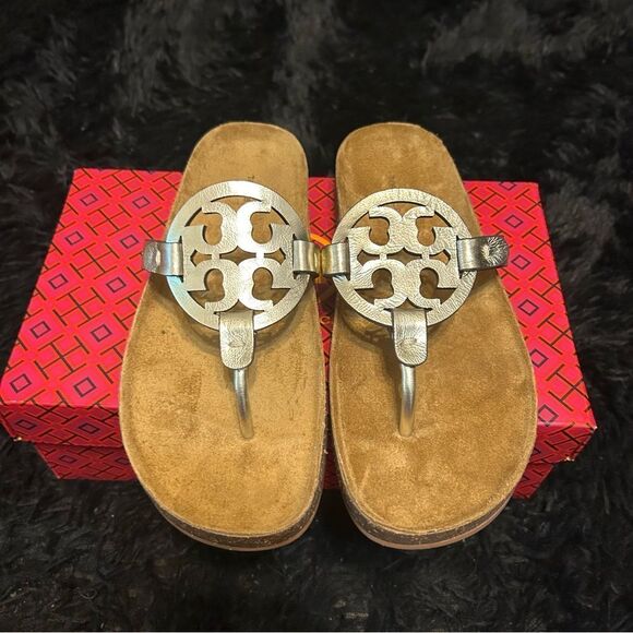 TORY BURCH miller leather cork sandals shoes women’s 8 new in box - Picture 5 of 6
